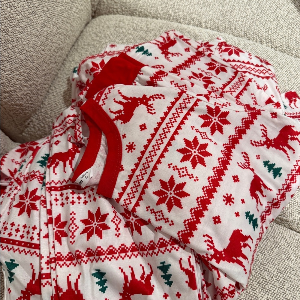 Festive Red and White Holiday Pajama Set (3 pairs) worn once